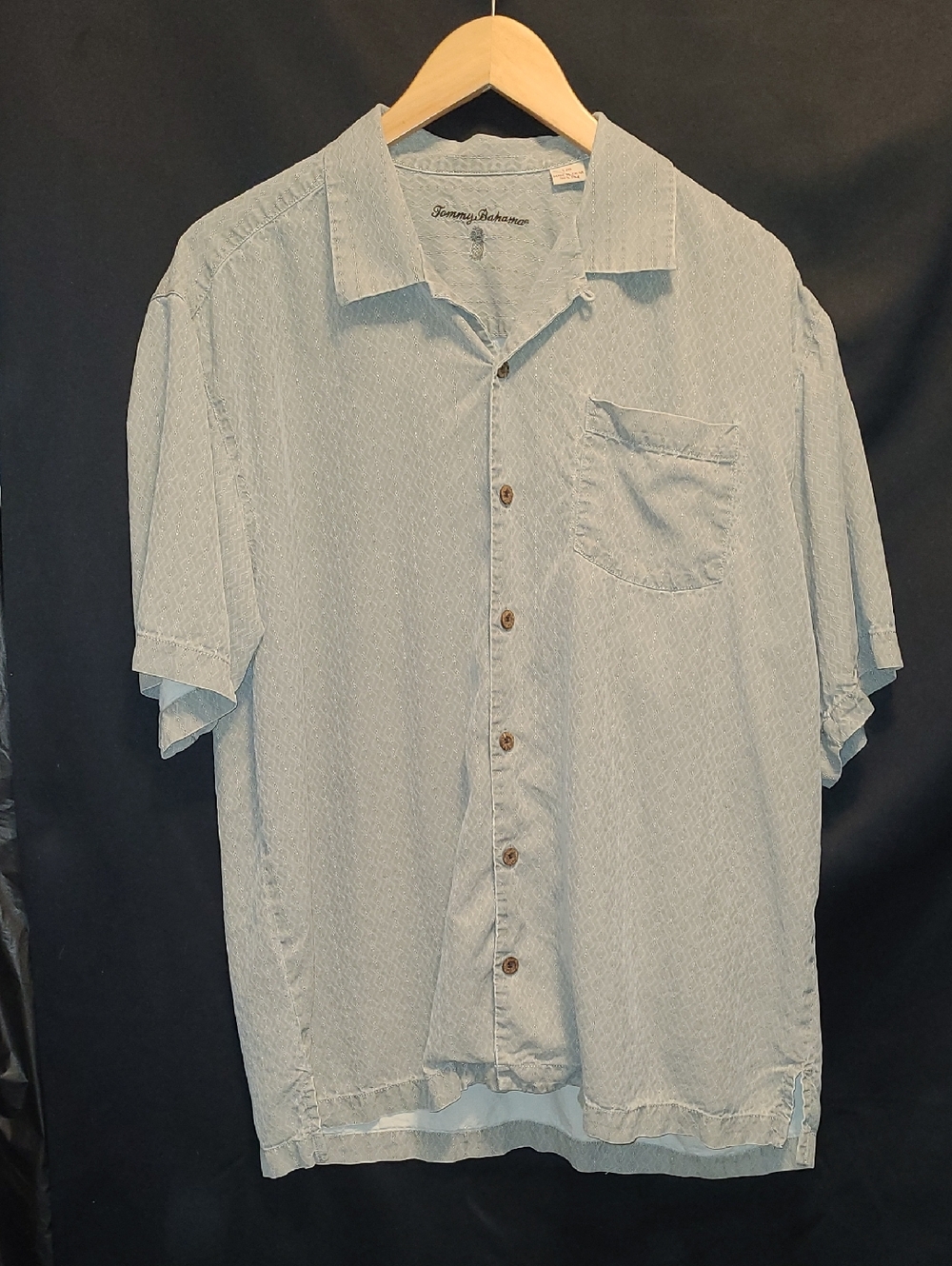 Tommy Bahama Mens 100% Silk Tropical Hawaiian Jacquard Shirt Gray Size L
